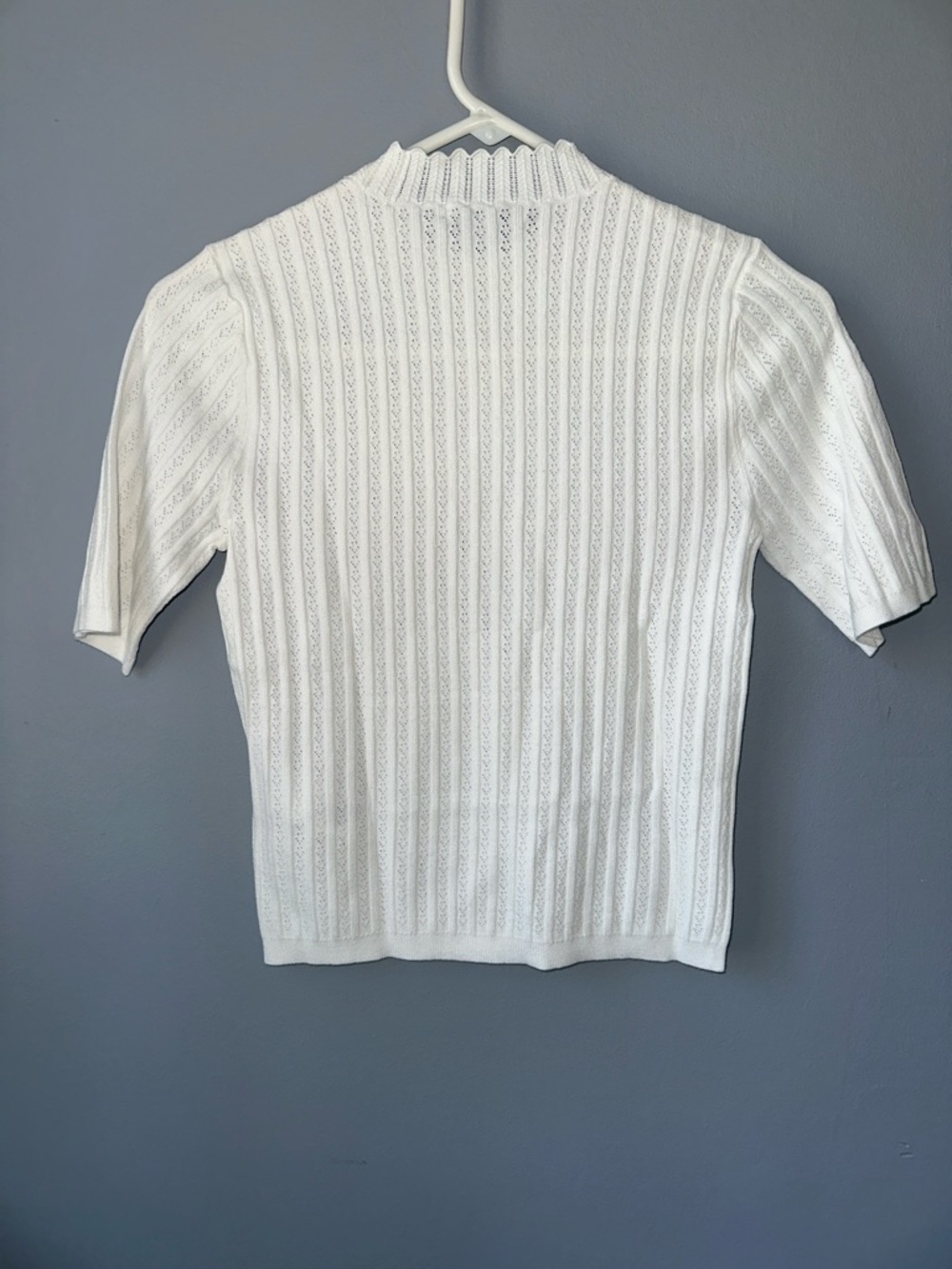 Madewell NWT Pointelle-Stitch Mockneck Sweater Tee white women’s small - Picture 10 of 10